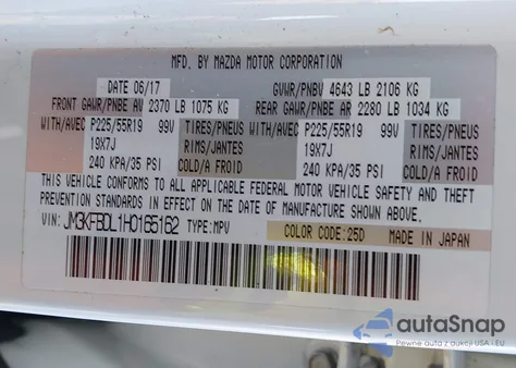 2017 Mazda Cx-5 Grand Touring z USA, uszkodzony, nr VIN JM3KFBDL1H0165162